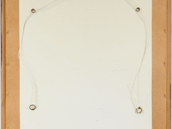 HOANG.  Ecole vietnamienne "Jeune femme admirant le lotus" Aquarelle s