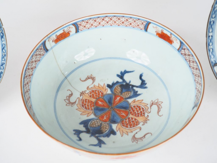 Paire de petits plats à décor floral Imari chinois Chine Qiang Long XV