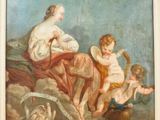 Vente aux enchères Ecole française XVIIIème.  "Allégorie de la musique". Huile sur toile.