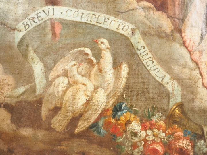 Ecole française XVIIIème.  "Allégorie de la musique". Huile sur toile.