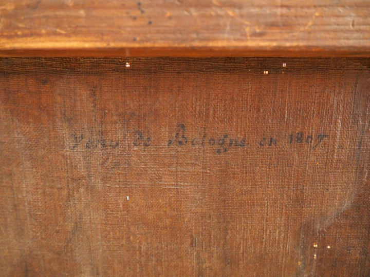 Ecole française XVIIIème.  "Apparition des Saint Anges à une Sainte fe