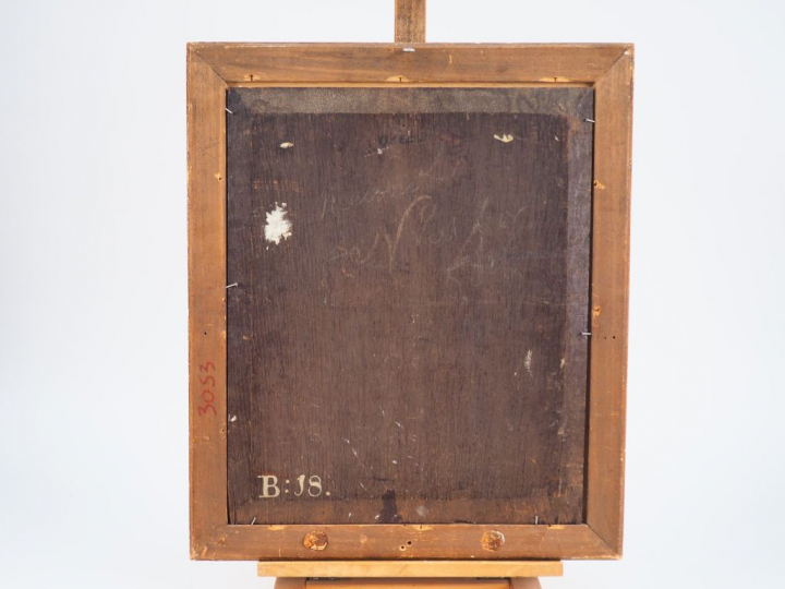 Ecole du Nord XVIIIème. "le banquet". Huile sur toile marouflée sur pa