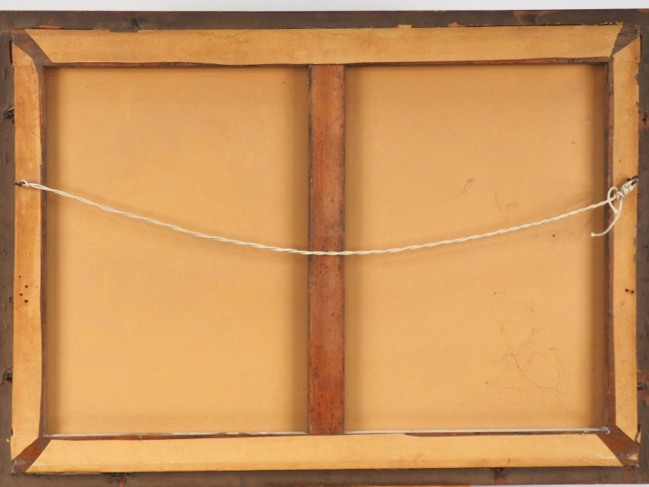 Ecole française fin XIXème. "Statue dans un parc en été"  Pastel monog