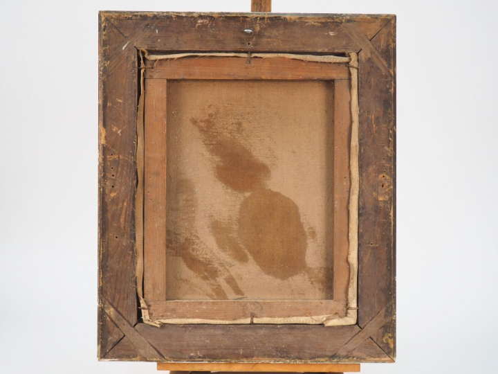 MANI BENNER. "Portrait de militaire". Huile sur toile, signée en haut 