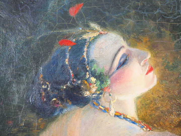 J.P PINCHON. "Danseuse" Huile sur toile, signée en bas à gauche Dim. 9