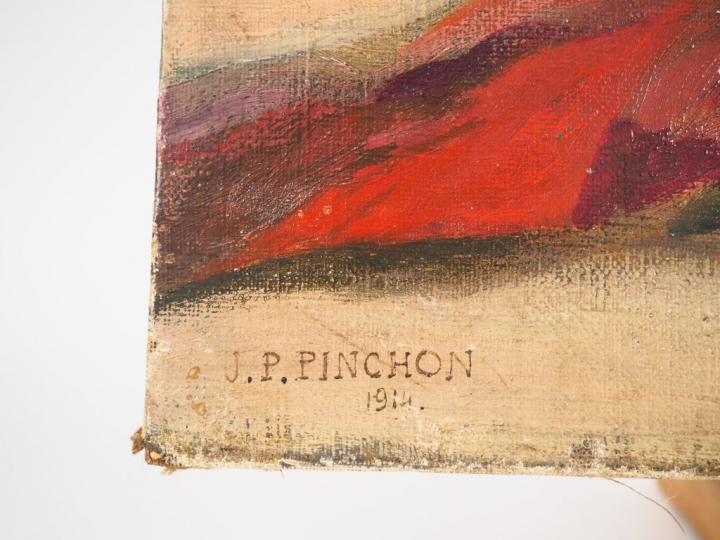 J.P PINCHON. "Danseuse" Huile sur toile, signée en bas à gauche Dim. 9