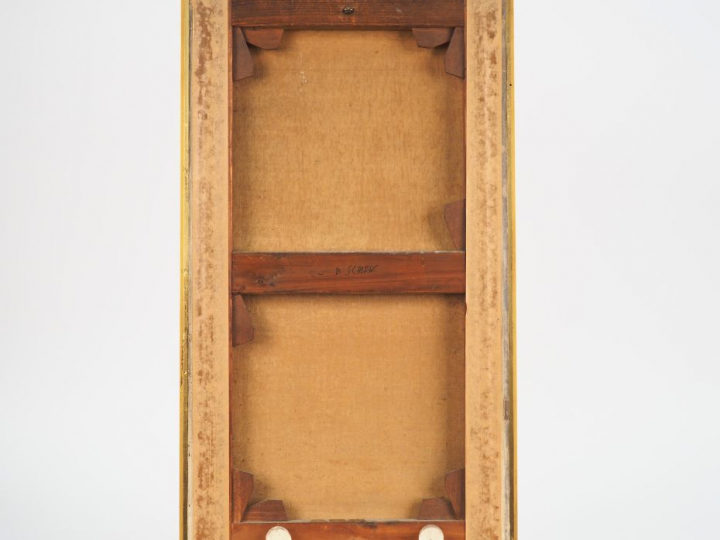 SCHOEN. "Portrait d'élégante en pied". Huile sur toile, signée en bas 