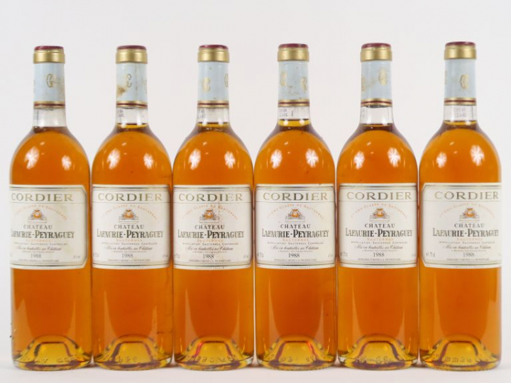 6 BOUTEILLES CHÂTEAU LAFAURIE PEYRAGUEY 1er CC SAUTERNES - 1988 - CBO 