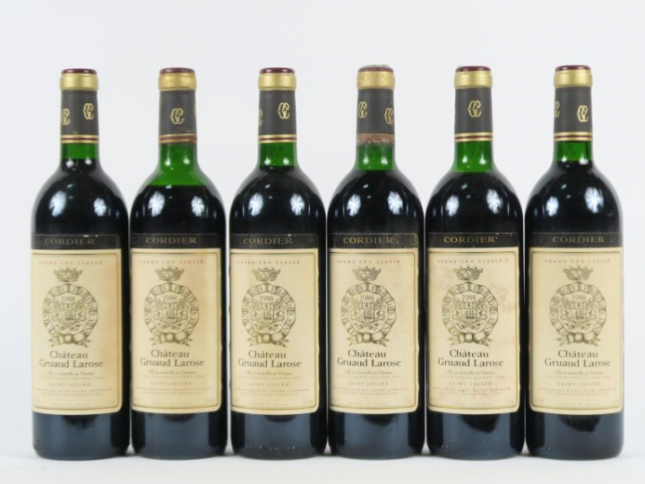 6 BOUTEILLES CHÂTEAU GRUAUD LAROSE GCC ST JULIEN - 1988 - CBO - 3 BG/1