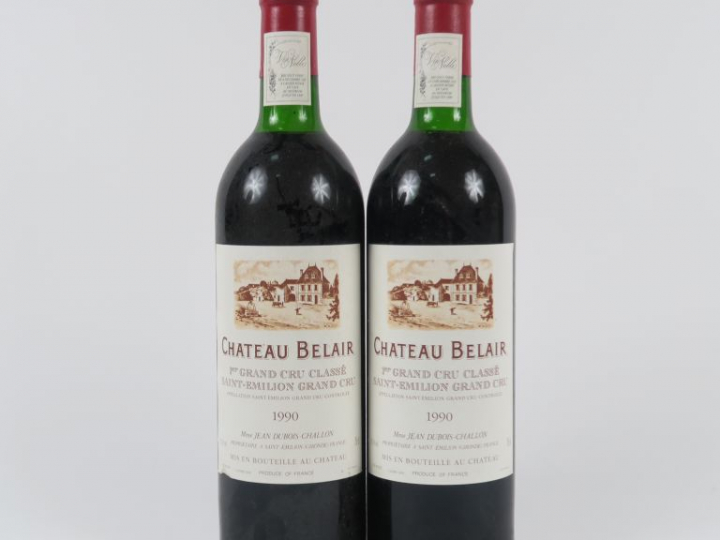 2 BOUTEILLES CHÂTEAU BELAIR 1er GCC ST EMILION - 1990 - LB