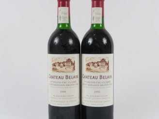 Vente aux enchères 2 BOUTEILLES CHÂTEAU BELAIR 1er GCC ST EMILION - 1990 - LB