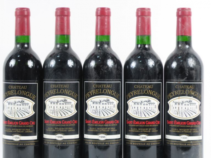 5 BOUTEILLES CHÂTEAU PEYRELONGUE GC ST EMILION - 1996
