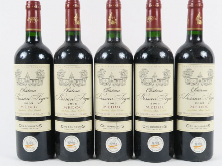 5 BOUTEILLES CHÂTEAU BESSAN SEGUR MEDOC - 2005