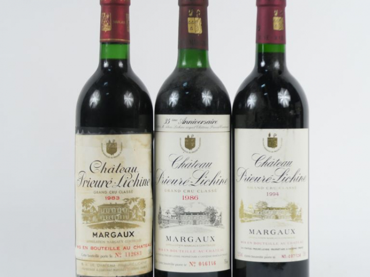 3 BOUTEILLES CHÂTEAU PRIEURE LICHINE GCC MARGAUX - 1 de 1983 ET SCOTCH