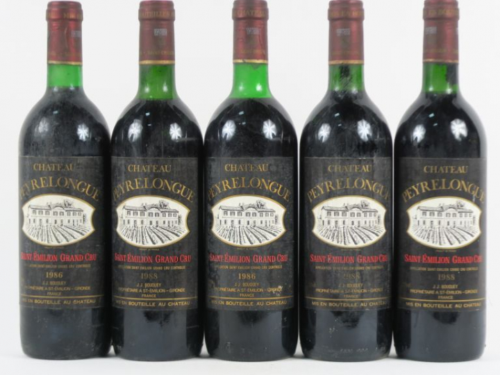 5 BOUTEILLES CHÂTEAU PEYRELONGUE GC ST EMILION - 3 de 1988 2 BG 1 LB/2