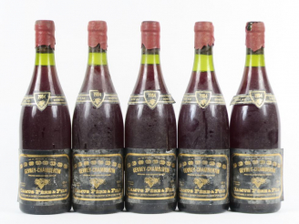 Vente aux enchères 5 BOUTEILLES GEVREY CHAMBERTIN CAMUS PÈRE   FILS - 1984 - EA/CAPS CIRE