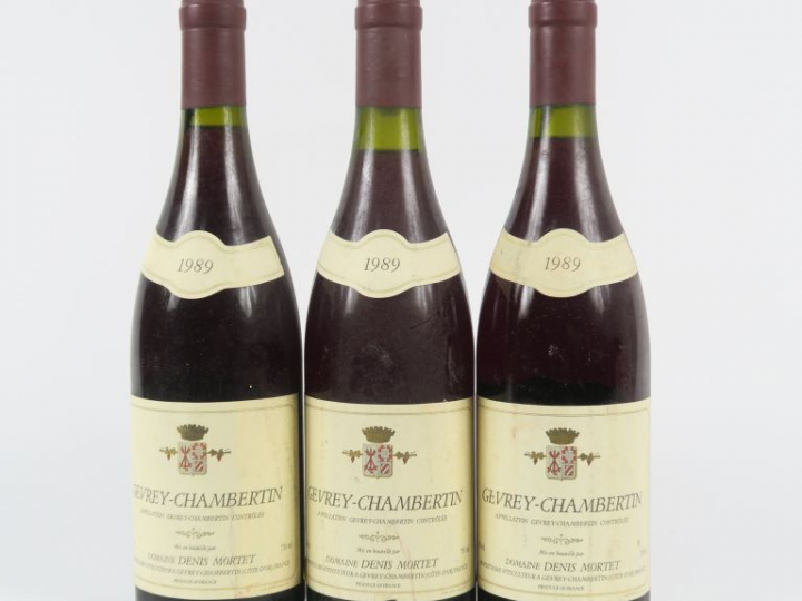 3 BOUTEILLES GEVREY CHAMBERTIN DOMAINE DENIS MORTET - 1989