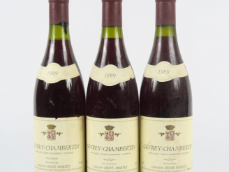 Vente aux enchères 3 BOUTEILLES GEVREY CHAMBERTIN DOMAINE DENIS MORTET - 1989