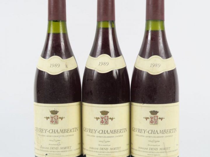 3 BOUTEILLES GEVREY CHAMBERTIN DOMAINE DENIS MORTET - 1989