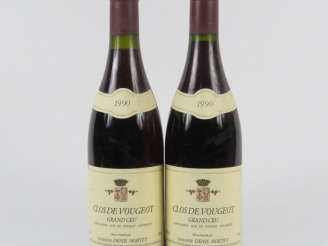 Vente aux enchères 2 BOUTEILLES CLOS DE VOUGEOT GC DOMAINE DENIS MORTET - 1990