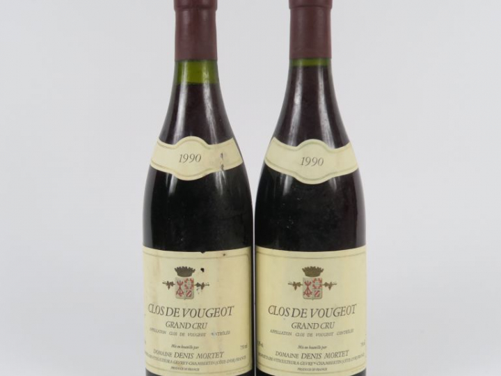 2 BOUTEILLES CLOS DE VOUGEOT GC DOMAINE DENIS MORTET - 1990