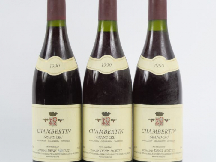3 BOUTEILLES CHAMBERTIN GC DENIS MORTET - 1990