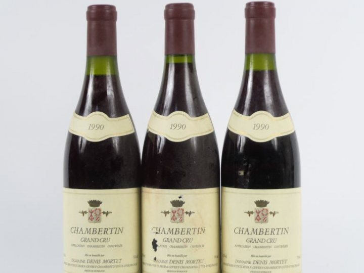 3 BOUTEILLES CHAMBERTIN GC DENIS MORTET - 1990 - 1 ETLA