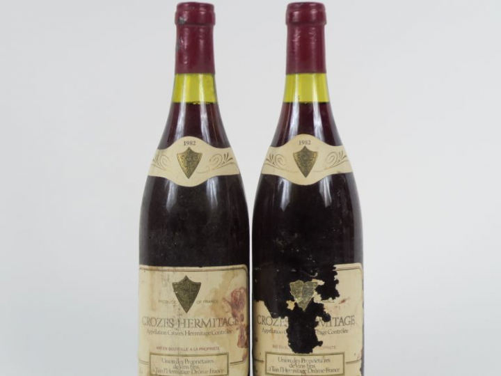 2 BOUTEILLES CROZES HERMITAGE CAVE DE TAIN L'HERMITAGE - 1982