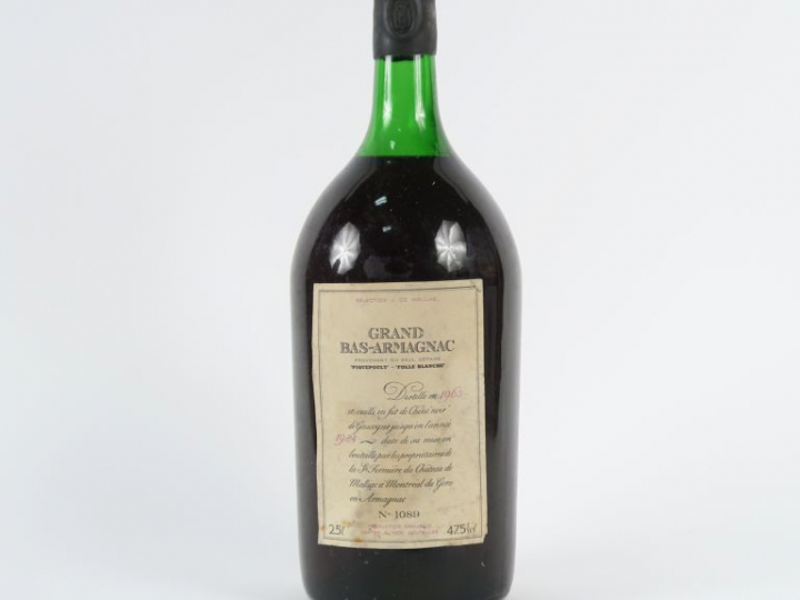 1 POT (2,5 L) GRAND BAS ARMAGNAC DE MALLIAC 47,5° - 1963 - MISE : 1984