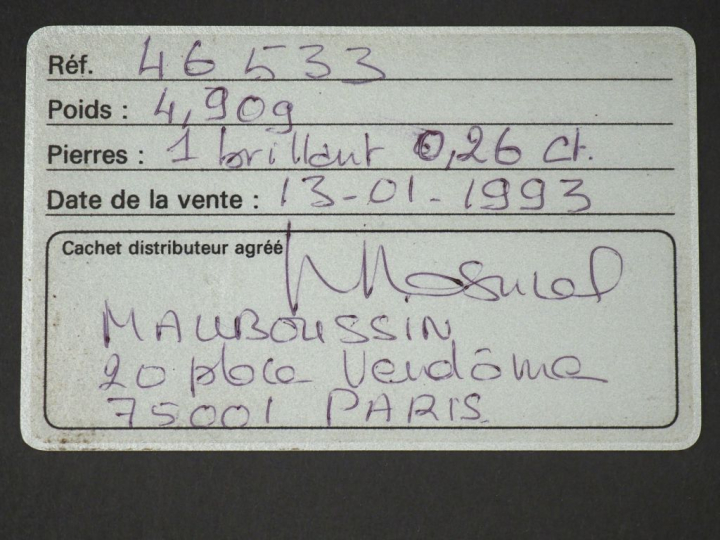 MAUBOUSSIN  Bague jonc, modèle Nadia, en or jaune, sertie en son centr