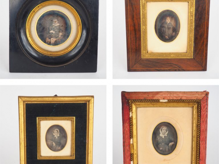 4 daguérréotypes XIXème "portraits", datés au dos.