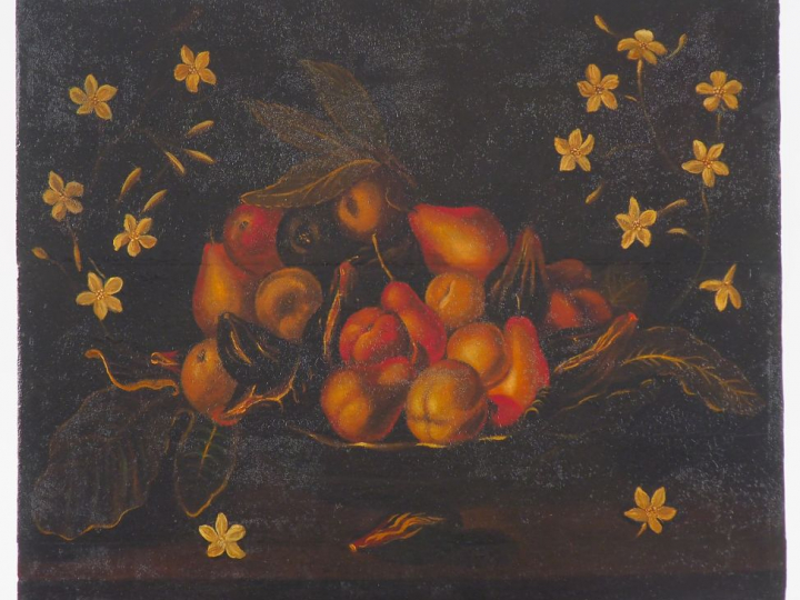 Ecole française vers 1830 dans le goût de Jacques LINARD. "La corbeill