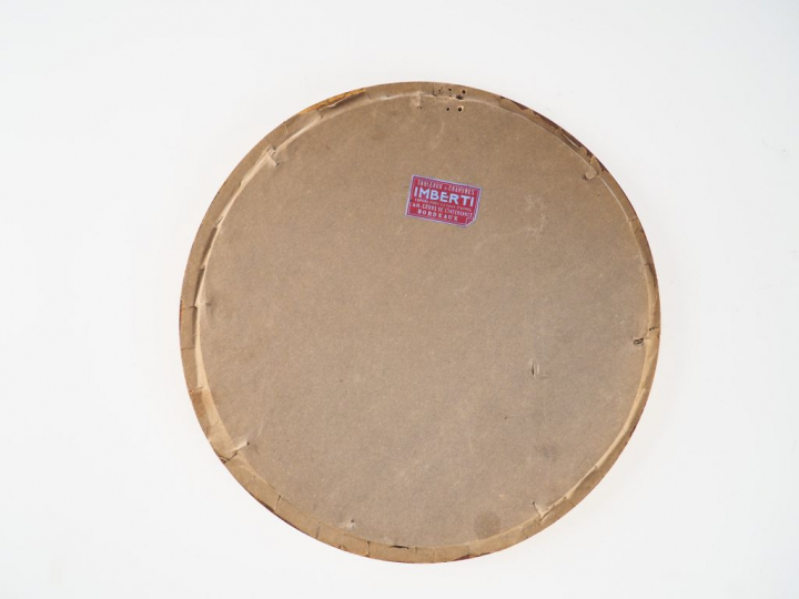 TRINQUIER. "Angelots". Huile sur toile signée en bas à droite. Diam. 2