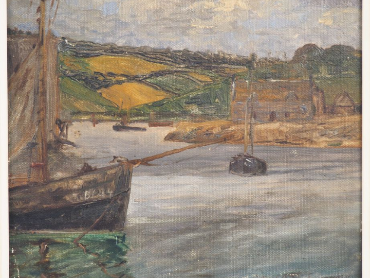 HOWARD. "Ria en Bretagne". Huile sur toile marouflée signée en bas à d