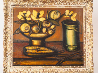 Vente aux enchères Franz PRIKING. "Bouquet de fleurs" Huile sur toile, signée au milieu à