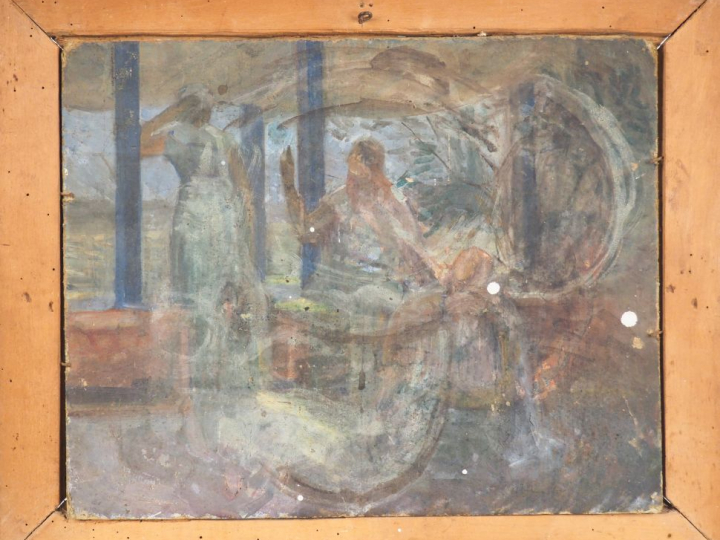 Raymond VIRAC.  "Vue du pays basque" Huile sur carton. Dim. 32 x 40 cm