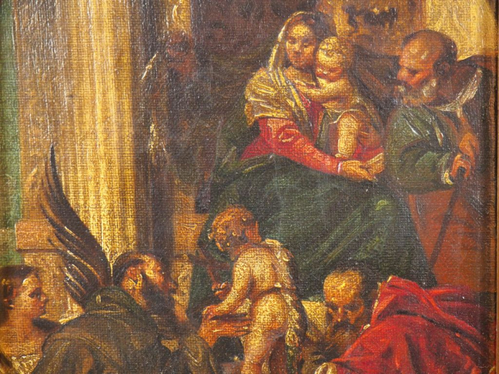 Ecole française XIXème. "La présentation au temple". Huile sur toile. 