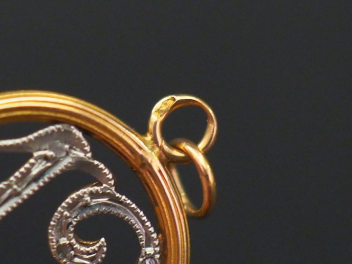 Ensemble comprenant :  -	 un pendentif en or jaune et pierres de coule