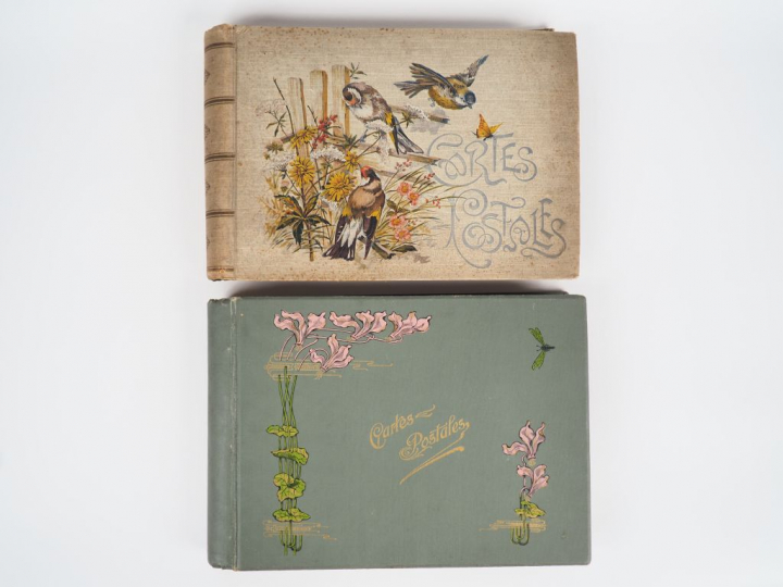 Deux différents albums de cartes postales.