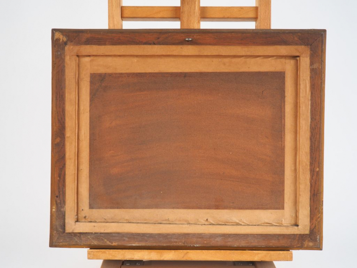 Ecole française XIXème "Scène animée dans un paysage de ruines" Aquare