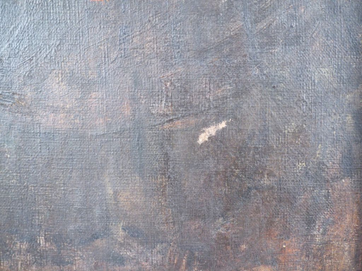 Ecole française XXème "Portrait de femme à la robe noire" Huile sur to