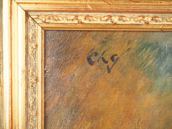 Charles GUERIN "Femme au chapeau et au collier de perles" Huile sur to