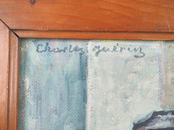 Charles GUERIN "Elégante au chapeau et aux livres" Huile sur toile. Si