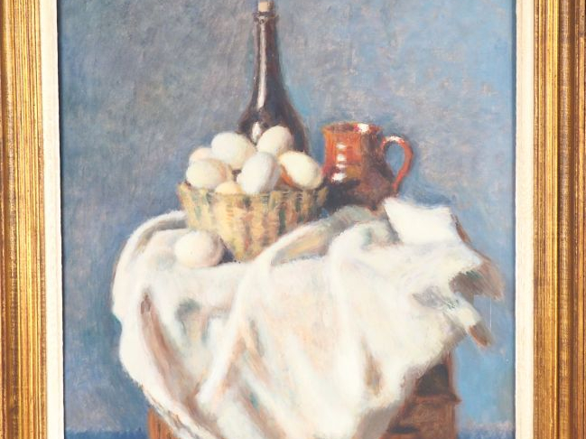 Charles GUERIN "Nature morte aux œufs, au pichet et à la bouteille" Hu