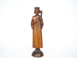 Vente aux enchères 	GAMAIN "Jésus roi d'amour". Sculpture en bois  Signée.  H. 41,5 cm