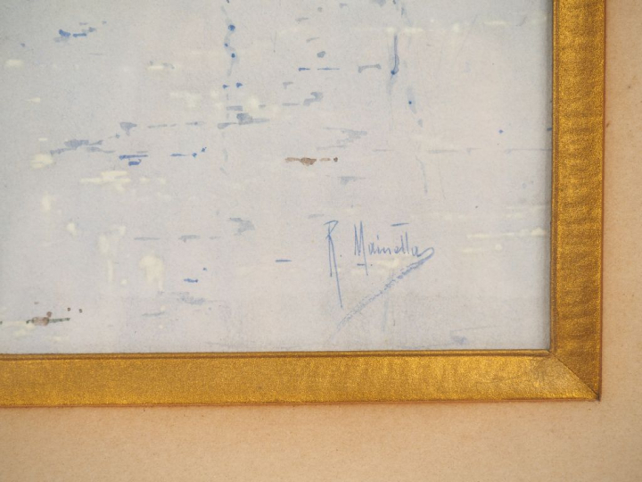 R. MAYNELLA "Vue de Venise" Aquarelle. Signée en bas à droite. 31,5 x 