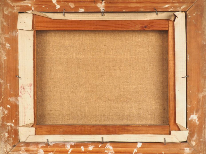 Maggy MONIER  "Le port de pêche" Huile sur toile. 27,5 x 35,5 cm