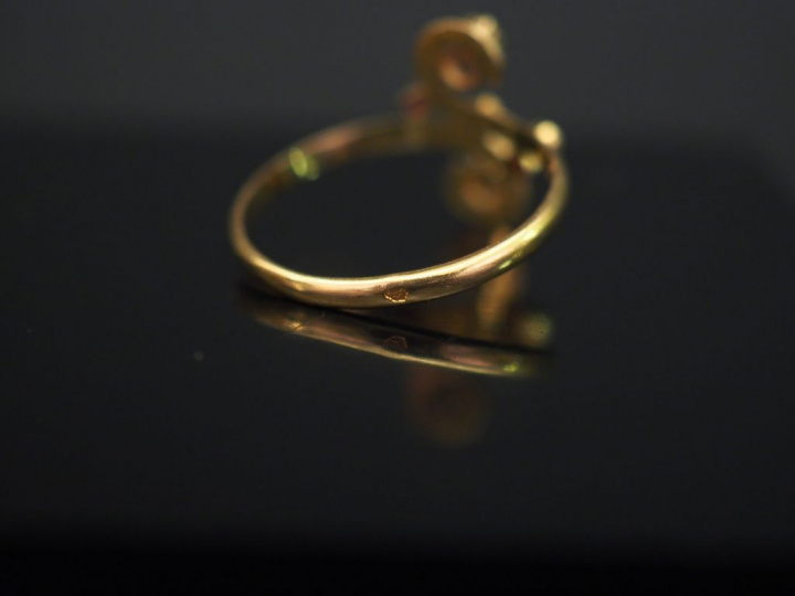 Ensemble comprenant :  -	 une bague en or jaune, à décor d’une serpent