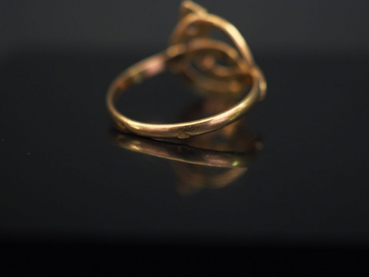 Ensemble comprenant :  -	 une bague en or jaune, à décor d’une serpent