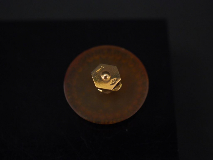 Paire de boucles d’oreilles en or jaune, composition et métal, à décor